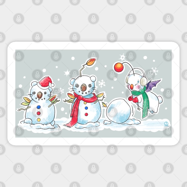 Moogle Winter Fun - Final Fantasy Cute Holiday Snowman Design Sticker by SamInJapan